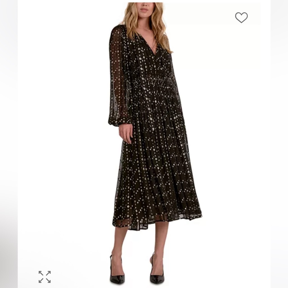 Elan black gold geo dress